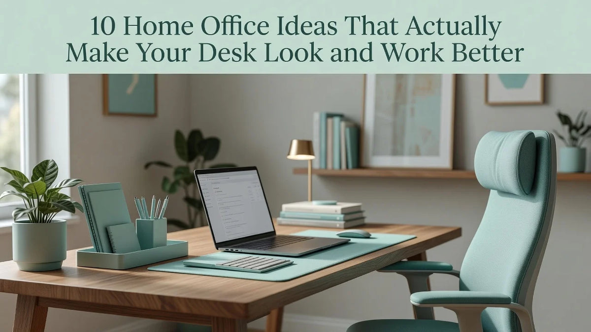 Professional header image for list-based article: 10 Home Office Ideas That Actually Make Your Desk Look an...