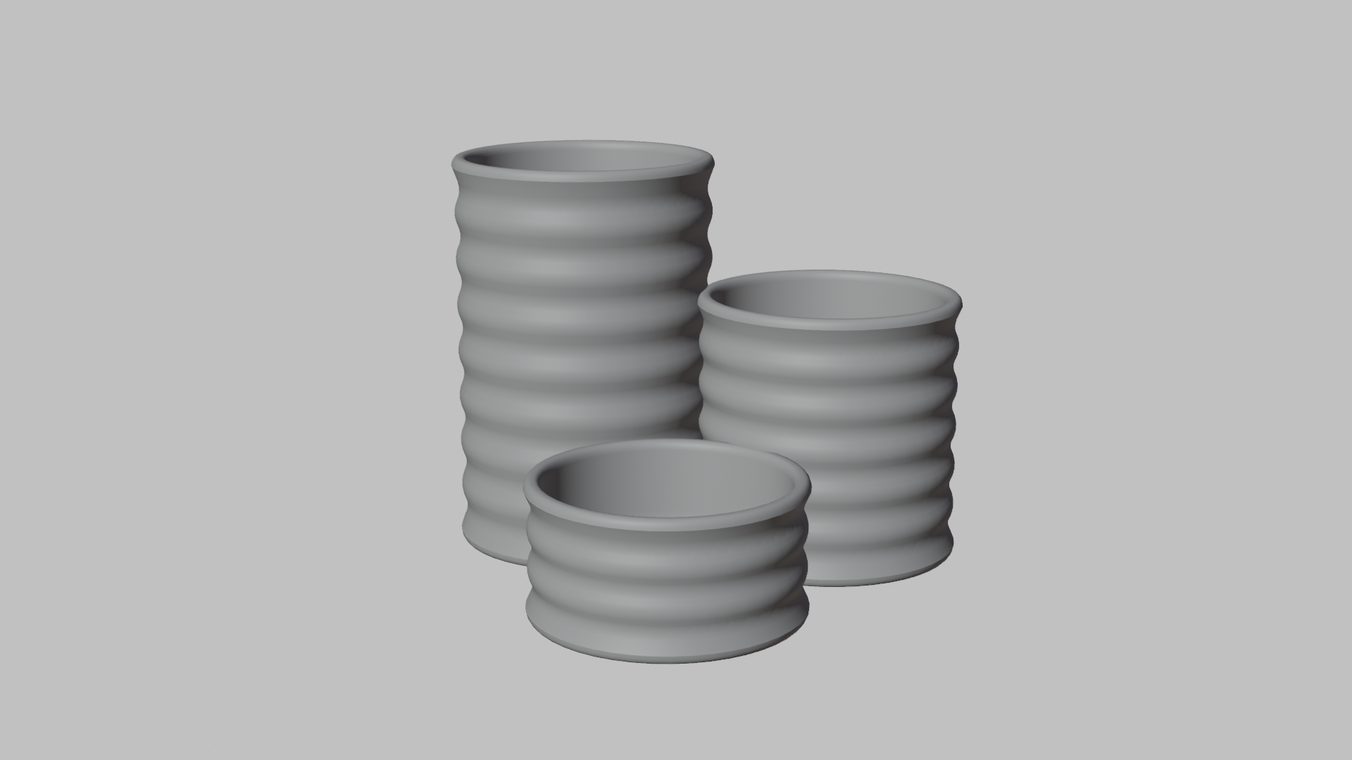 Modern Ribbed Pencil Holder Set | 3D Printable Desk Organiser